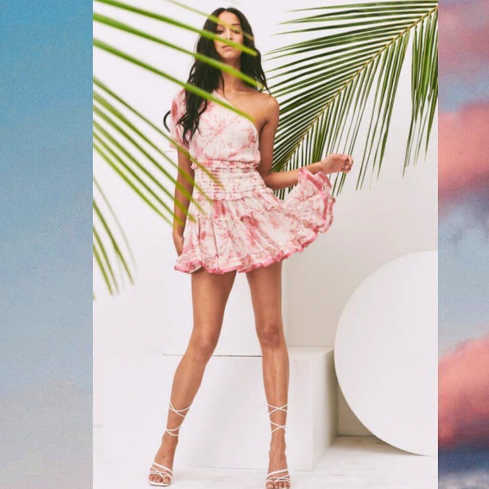 Rococo Sand Ava One Shoulder Smock Waist Floral Mini Dress